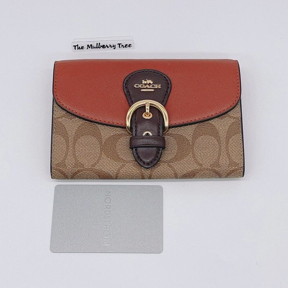 Coach C7374 Kleo Wallet In Signature Canvas Gold Khaki Multi NWT Org $250 - Picture 4 of 10